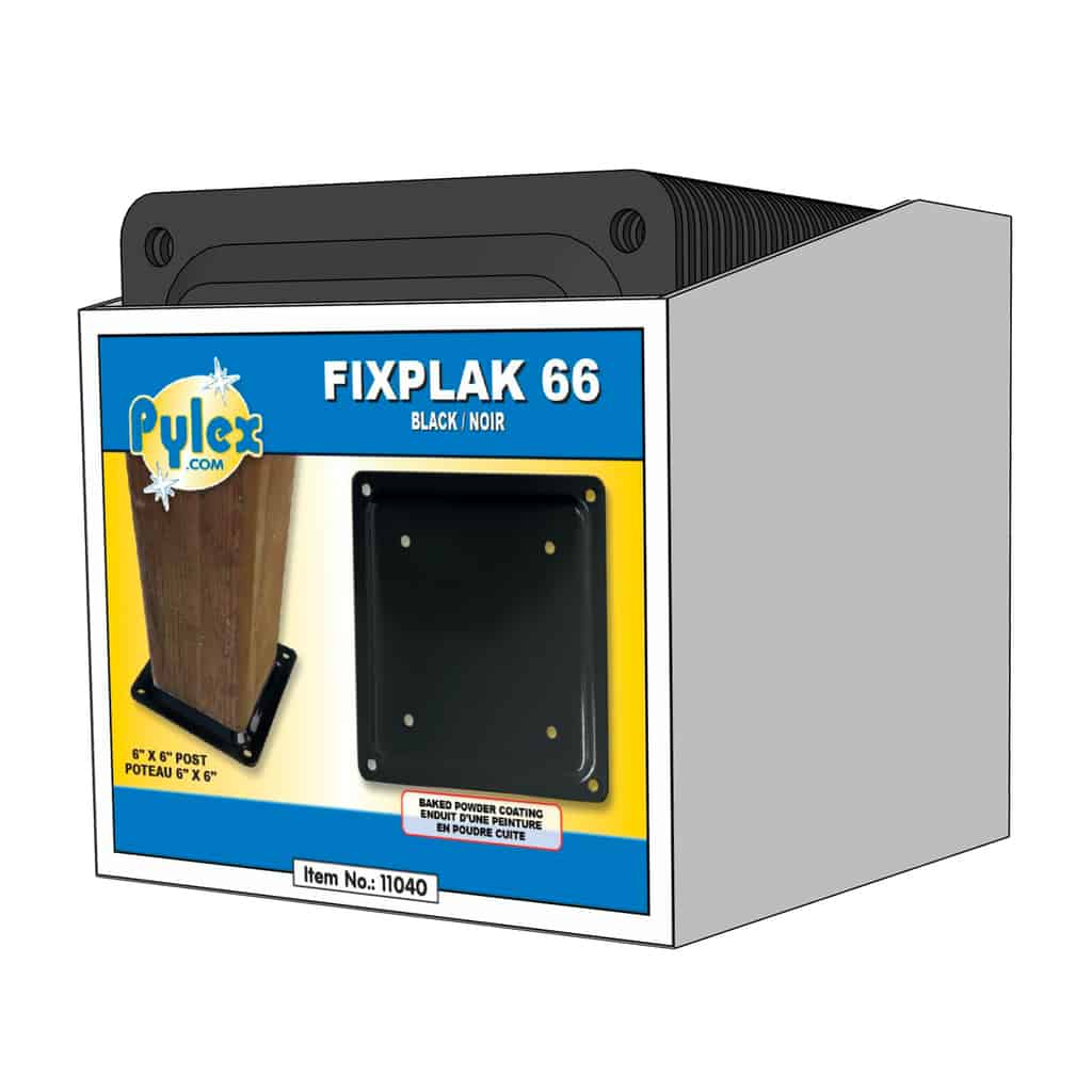 Pylex 11040 Fixplak 66 Black Decking Base Plate 10 Pack 