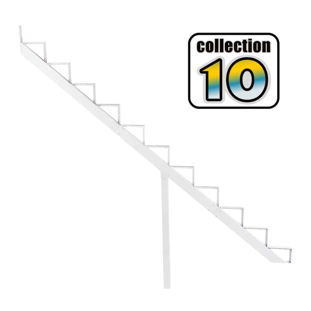 11- step aluminum stringer, white- COLLECTION 10 (9 1/16″)