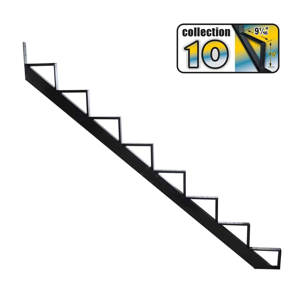 8- steps aluminum stringer, black – COLLECTION 10 (9 1/16″)